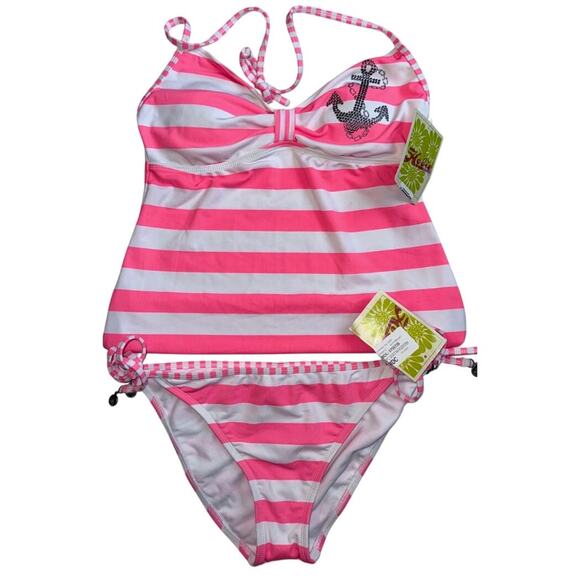 Hobie Pink Stripe Tankini Set – Size L – New with Tags - Picture 1 of 2